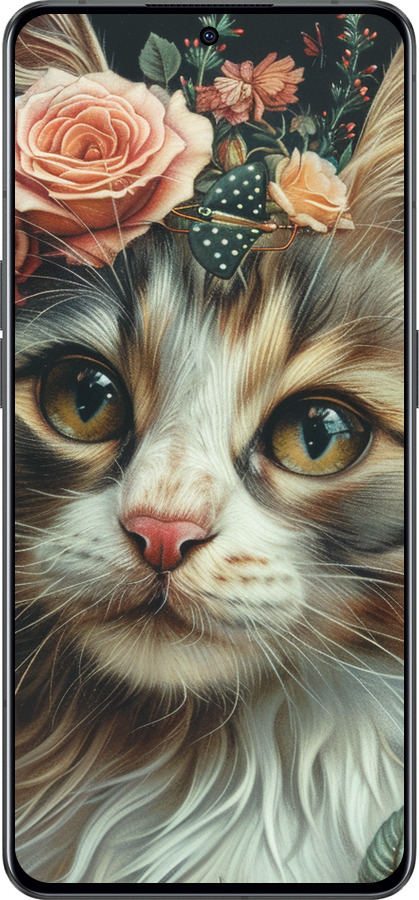 Силиконовый чехол Cats and flowers для Oppo Reno8 Pro 5G - 6069u-2615 изображение 