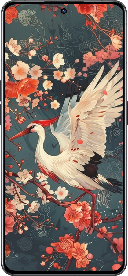 Силіконовий чехол Сакура та лелека для Oppo Reno8 Pro 5G - 6108u-2615 изображение 