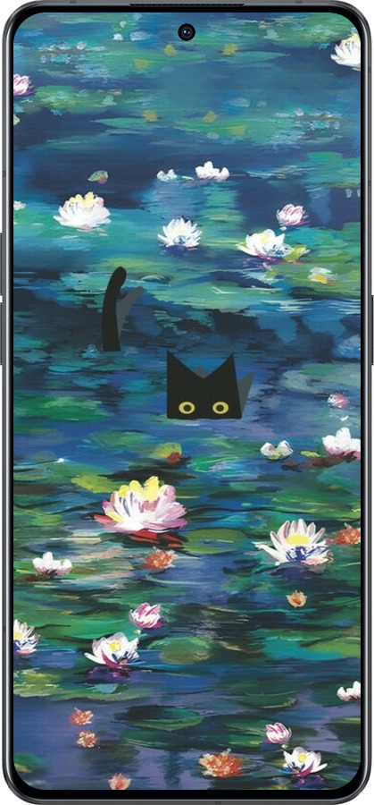 Силиконовый чехол із зображенням водяних лілій та кішок для Oppo Reno8 Pro 5G - 6257u-2615 изображение 