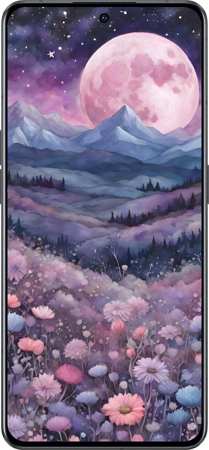 Силиконовый чехол Ночь луна арт для Oppo Reno8 Pro 5G - 6319u-2615 изображение 