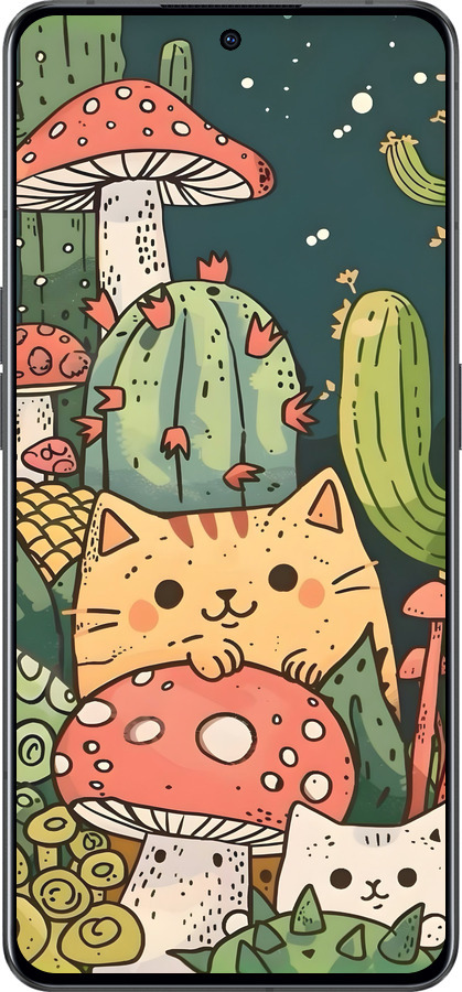 Силіконовий чехол Коти гриби для Oppo Reno8 Pro 5G - 6321u-2615 изображение 