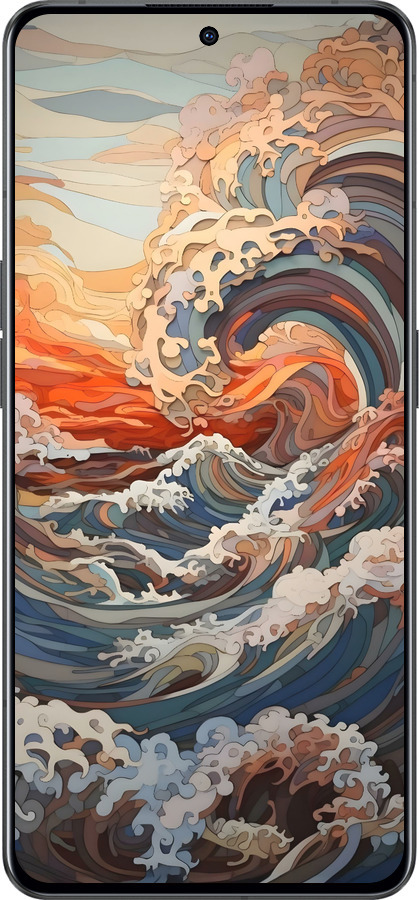 Силиконовый чехол Арт волны для Oppo Reno8 Pro 5G - 6324u-2615 изображение 