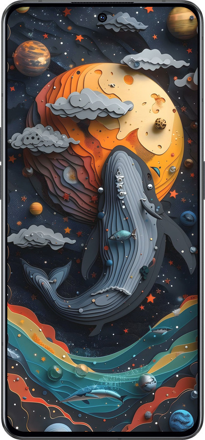 Силиконовый чехол Кит в космосе для Oppo Reno8 Pro 5G - 6328u-2615 изображение 