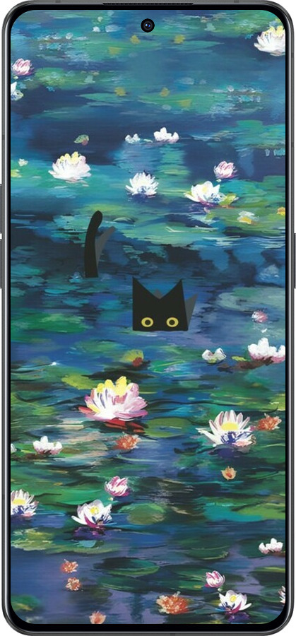 Силиконовый чехол Чехол с изображением водяных лилий Моне и кошек для Oppo Reno8 Pro 5G - 6399u-2615 изображение 