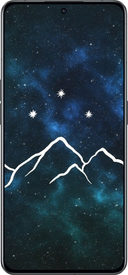 Силиконовый чехол Горы и звезды нарисованы на фоне галактики для Oppo Reno8 Pro 5G - 6490u-2615 изображение 
