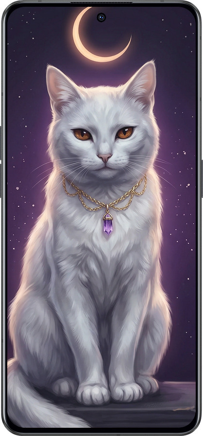 Силіконовий чехол Mystic White Cat Gothic Dark Purple Gold для Oppo Reno8 Pro 5G - 6805u-2615 изображение 
