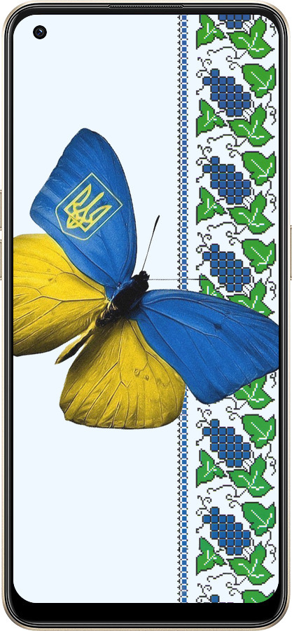 Силиконовый чехол Желто-голубая бабочка для Oppo Reno8 5G - 1054u-2614 изображение 