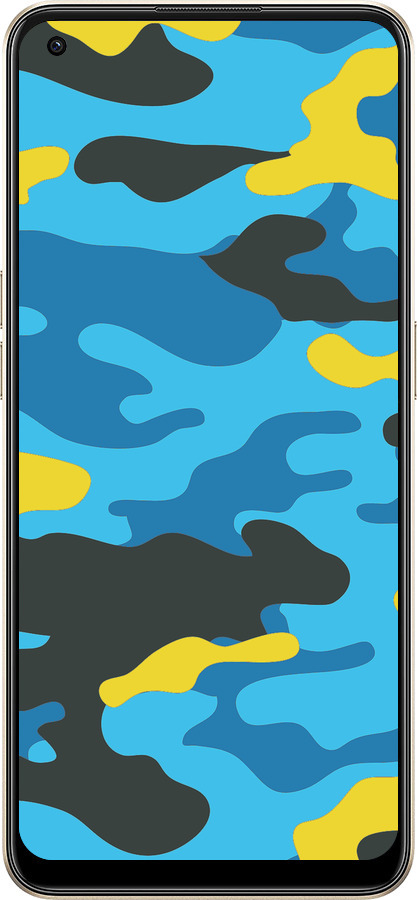 Силиконовый чехол Желто-голубой камуфляж для Oppo Reno8 5G - 1084u-2614 изображение 