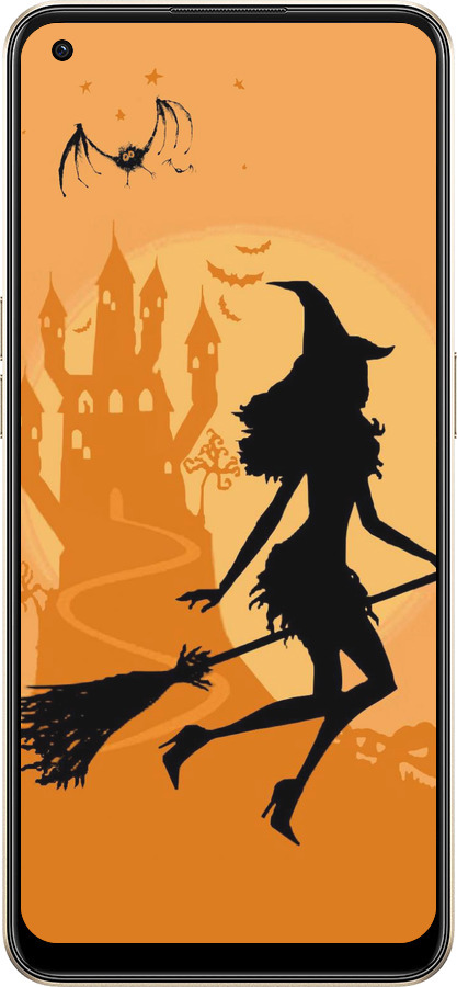 Силиконовый чехол Ведьма на метле для Oppo Reno8 5G - 1184u-2614 изображение 