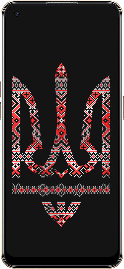 Силиконовый чехол Герб - вышиванка на черном фоне для Oppo Reno8 5G - 1196u-2614 изображение 