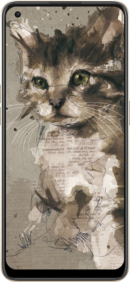 Силиконовый чехол Котёнок из пятен и линий для Oppo Reno8 5G - 119u-2614 изображение 