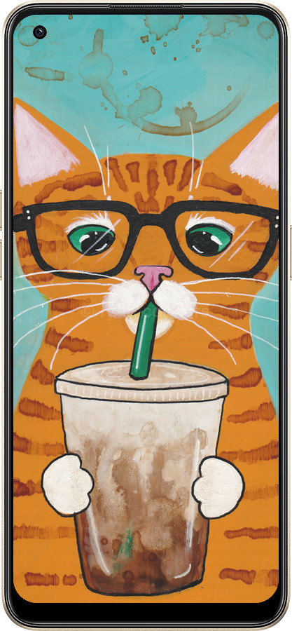 Силіконовий чехол Зеленоокий кіт в окулярах для Oppo Reno8 5G - 4054u-2614 изображение 