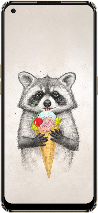 Силиконовый чехол Енотик с мороженым для Oppo Reno8 5G - 4602u-2614 изображение 