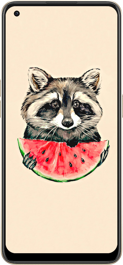 Силиконовый чехол Енотик с арбузом для Oppo Reno8 5G - 4605u-2614 изображение 