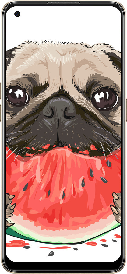 Силиконовый чехол Мопс и арбуз для Oppo Reno8 5G - 4665u-2614 изображение 