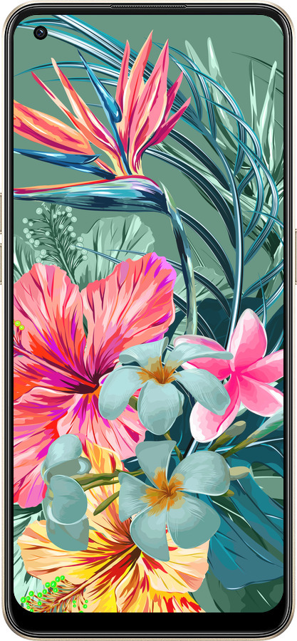 Силиконовый чехол Тропические цветы v1 для Oppo Reno8 5G - 4667u-2614 изображение 