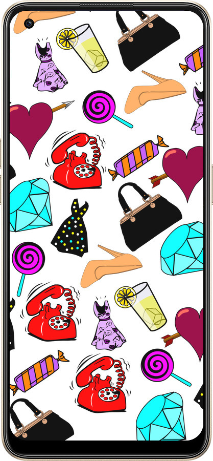 Силиконовый чехол stickers для Oppo Reno8 5G - 4757u-2614 изображение 