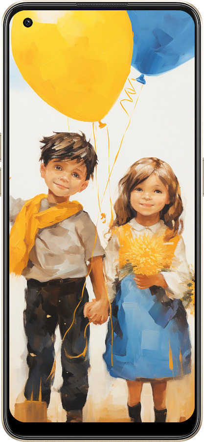 Силиконовый чехол Дети с шариками для Oppo Reno8 5G - 5659u-2614 изображение 