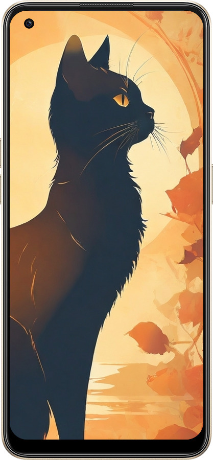 Силиконовый чехол Черная кошка v2 для Oppo Reno8 5G - 5830u-2614 изображение 