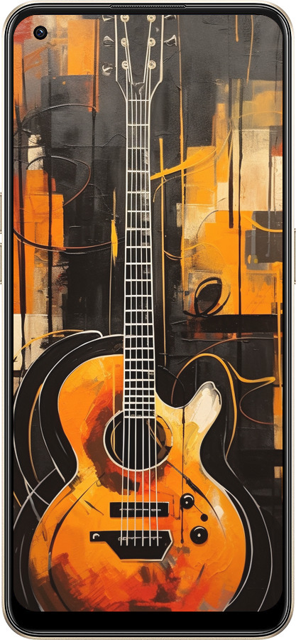 Силиконовый чехол Чехол для телефона Оранжевая Гитара для Oppo Reno8 5G - 5934u-2614 изображение 
