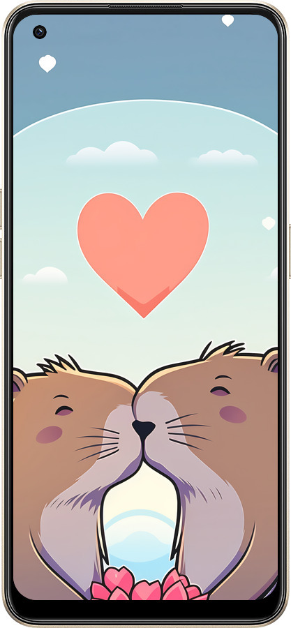 Силиконовый чехол Капибара любовь для Oppo Reno8 5G - 6027u-2614 изображение 