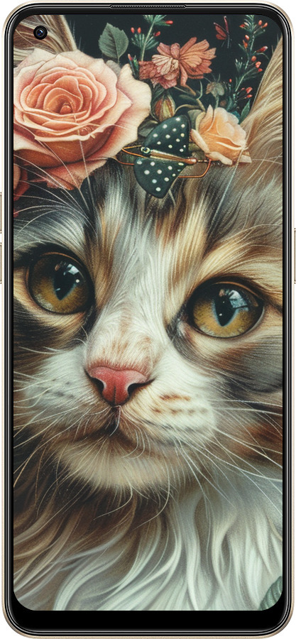 Силиконовый чехол Cats and flowers для Oppo Reno8 5G - 6069u-2614 изображение 