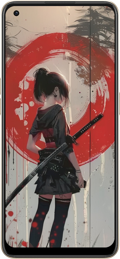 Силиконовый чехол Сумерки воина: Танец с катаной для Oppo Reno8 5G - 6123u-2614 изображение 