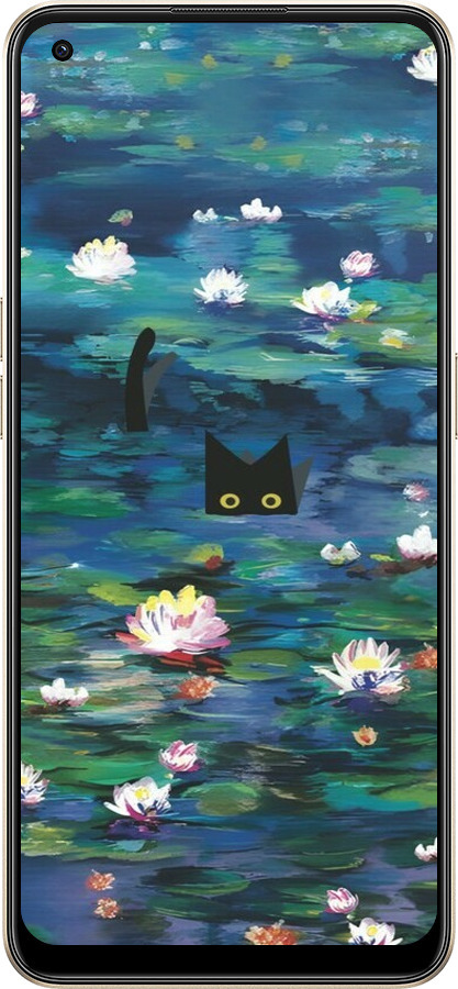 Силіконовий чехол с изображением водяных лилий и кошек для Oppo Reno8 5G - 6257u-2614 изображение 