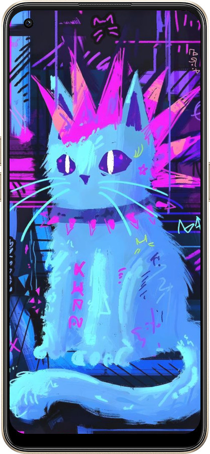 Силиконовый чехол Кот панк для Oppo Reno8 5G - 6311u-2614 изображение 