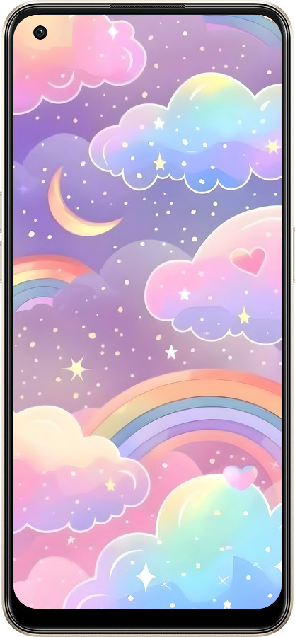 Силиконовый чехол Облака и радуга для Oppo Reno8 5G - 6312u-2614 изображение 