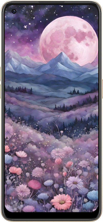 Силиконовый чехол Ночь луна арт для Oppo Reno8 5G - 6319u-2614 изображение 