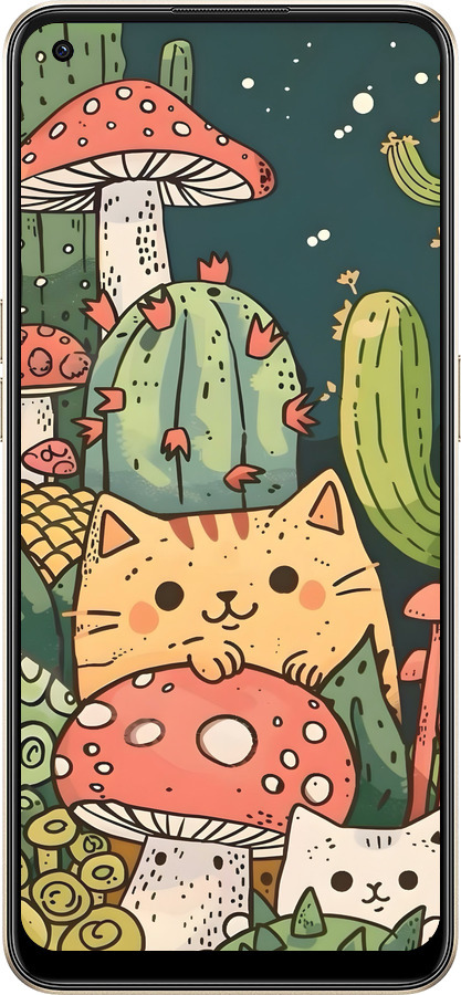 Силиконовый чехол Коты грибы для Oppo Reno8 5G - 6321u-2614 изображение 