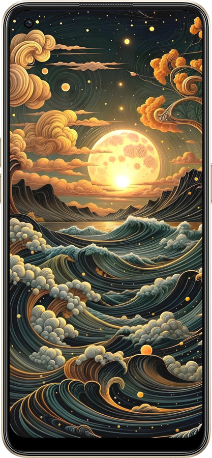 Силиконовый чехол Арт волны для Oppo Reno8 5G - 6332u-2614 изображение 