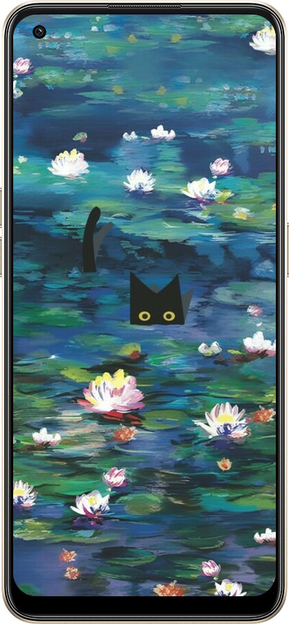 Силиконовый чехол Чехол с изображением водяных лилий Моне и кошек для Oppo Reno8 5G - 6399u-2614 изображение 