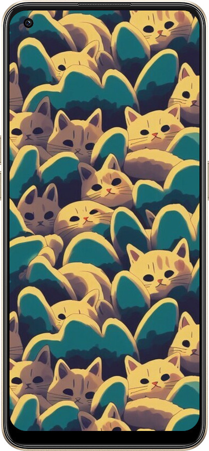 Силиконовый чехол С изображением кошек для Oppo Reno8 5G - 6429u-2614 изображение 