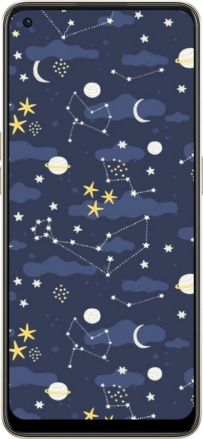 Силиконовый чехол Астрономический узор. Милый дизайн мультяшной вселенной для Oppo Reno8 5G - 6446u-2614 изображение 