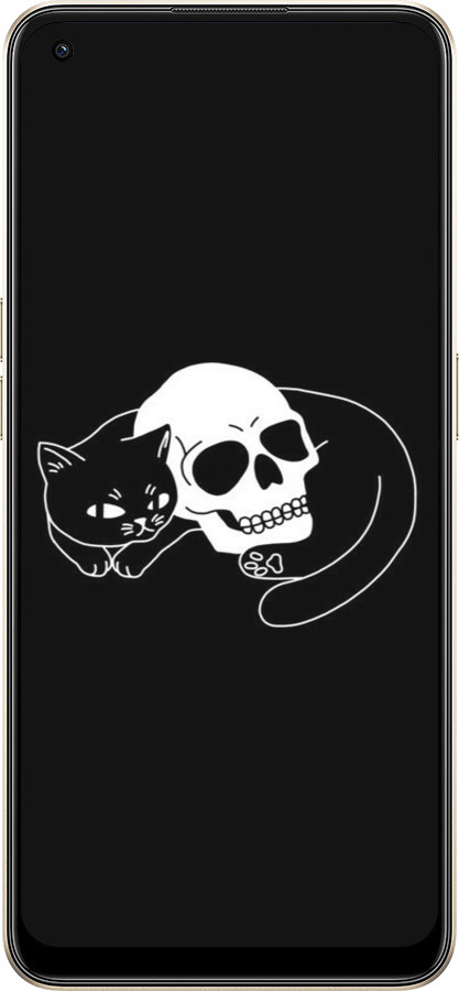 Силиконовый чехол С изображением кота и черепа для Oppo Reno8 5G - 6491u-2614 изображение 