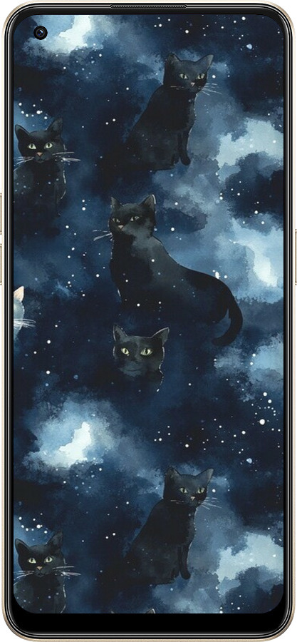 Силиконовый чехол Изображение Кошек с тёмной акварелью для Oppo Reno8 5G - 6521u-2614 изображение 