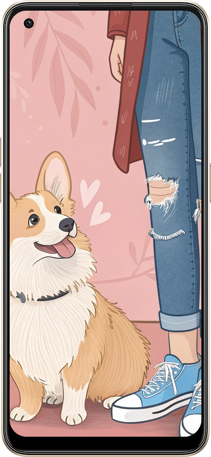 Силіконовий чехол Корги 3 для Oppo Reno8 5G - 6707u-2614 изображение 