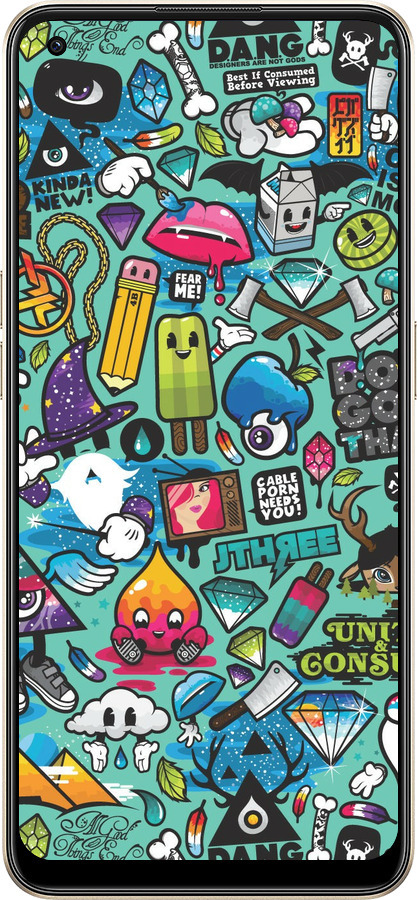 Силиконовый чехол Стикер бомбинг 1 для Oppo Reno8 5G - 693u-2614 изображение 