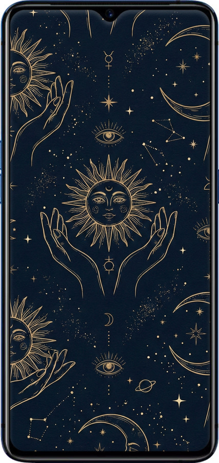 2D пластиковый чехол Celestial Harmony: Sun & Moon Gold Mystic Pattern для Oppo Reno Ace - 6778t-1964 изображение 