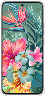 Силикон с усиленными углами чехол Тропические цветы v1 для Oppo Reno12 5G - 4667sp-3742 изображение 