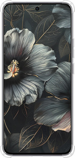 Силикон с усиленными углами чехол Черные цветы для Oppo Reno12 5G - 6031sp-3742 изображение 