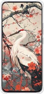 Силикон с усиленными углами чехол Аист в цвету сакуры для Oppo Reno12 5G - 6109sp-3742 изображение 