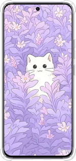 Силикон с усиленными углами чехол Котик в цветах для Oppo Reno12 5G - 6390sp-3742 изображение 