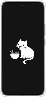 Силикон с усиленными углами чехол С милым котом на черном фоне для Oppo Reno12 5G - 6528sp-3742 изображение 