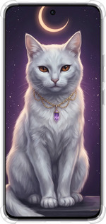 Силикон с усиленными углами чехол Mystic White Cat Gothic Dark Purple Gold для Oppo Reno12 5G - 6805sp-3742 изображение 
