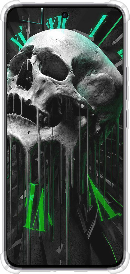 Силикон с усиленными углами чехол Череп-часы для Oppo Reno12 5G - 4100sp-3742 изображение 