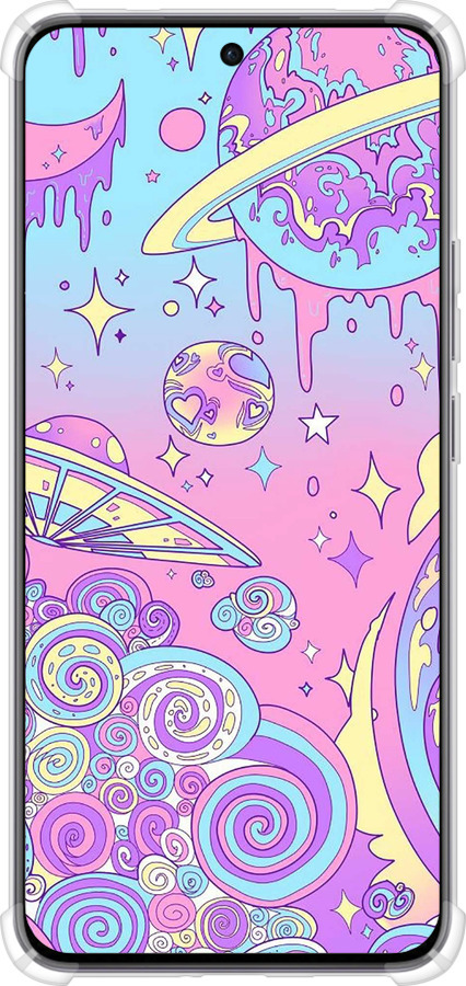 Силикон с усиленными углами чехол Розовая галактика для Oppo Reno12 5G - 4146sp-3742 изображение 