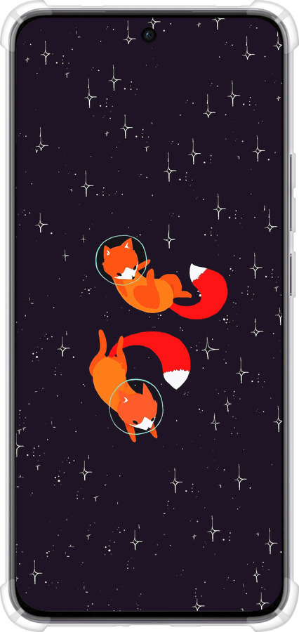 Силикон с усиленными углами чехол Лисички в космосе для Oppo Reno12 5G - 4519sp-3742 изображение 